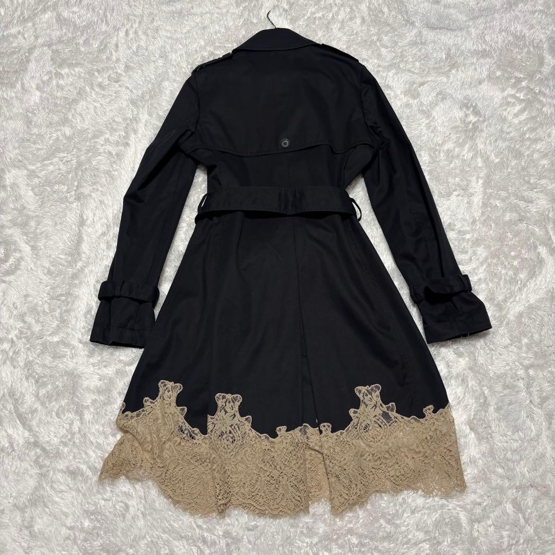 美品 RED VALENTINO トレンチコート レース 切替 L ブラック