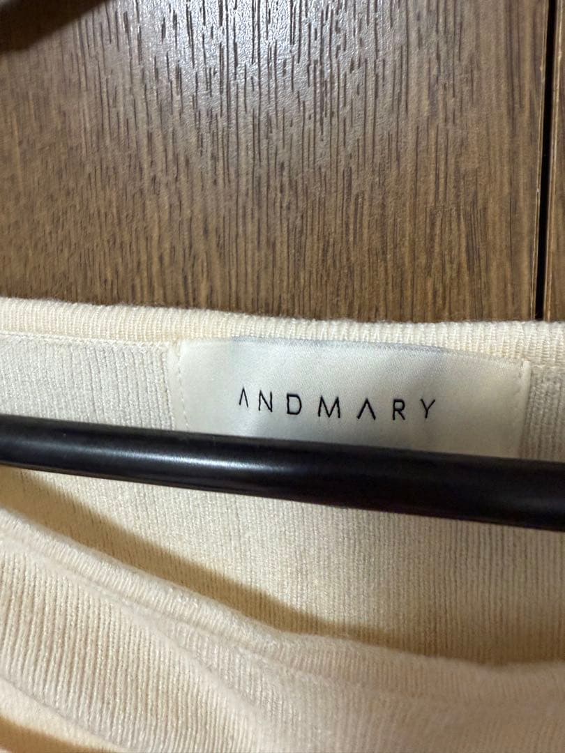 ANDMARY アンドマリーアイボリー ニット べべリボントップス