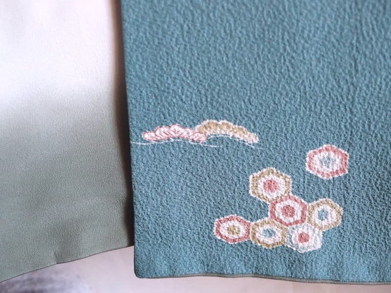 伊勢丹誂　染め小紋（花丸文）裄65,5　正絹美品