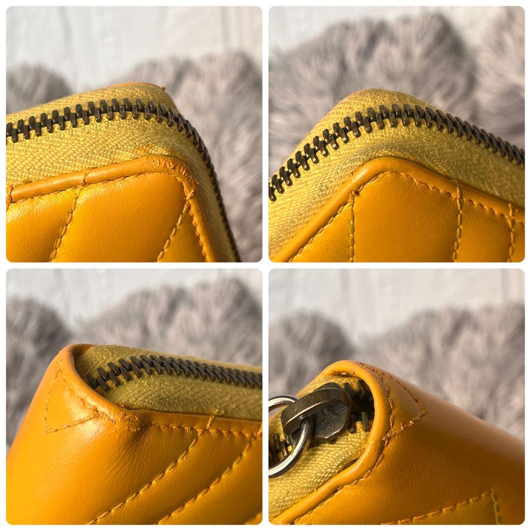 良品✨GUCCI マーモント　長財布　キルティング　ラウンドファスナー　イエロー