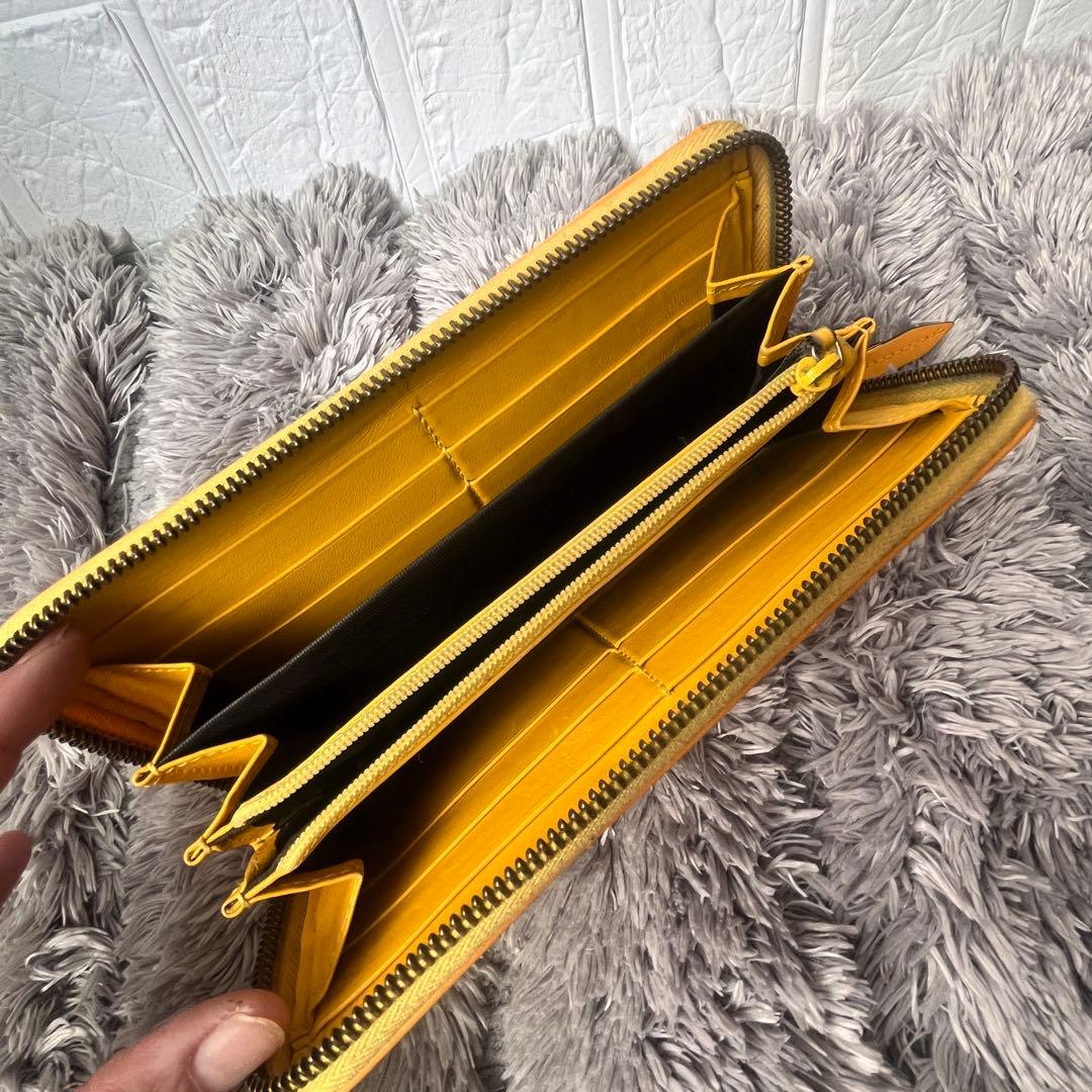 良品✨GUCCI マーモント　長財布　キルティング　ラウンドファスナー　イエロー
