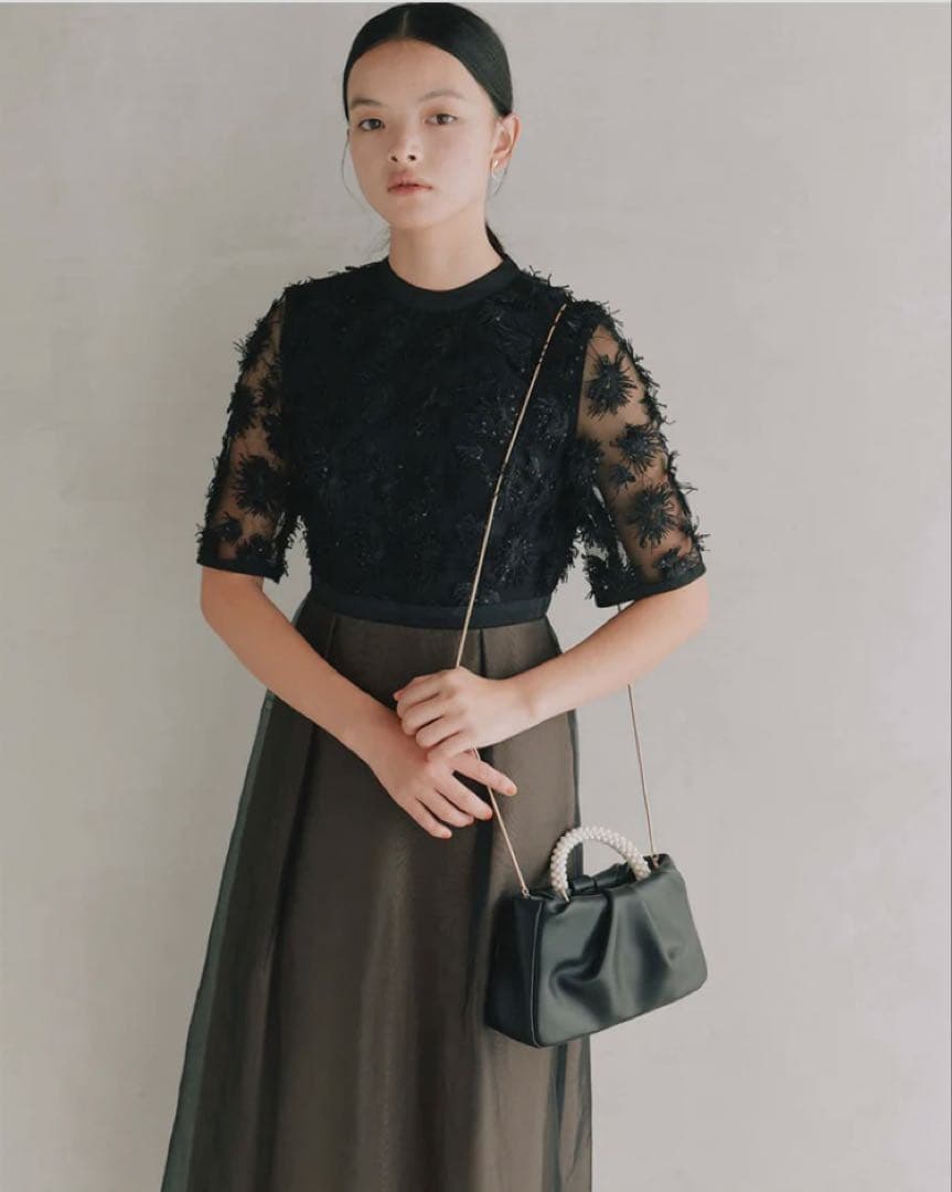 kaene エンブロイダリーミックスドレス Sサイズ