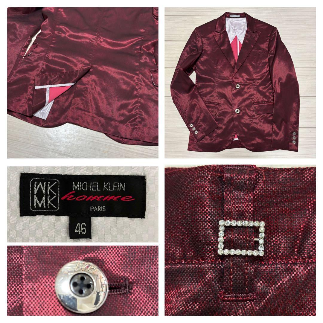 美品 Y2K■ミッシェルクランオム■セットアップ スーツ 光沢 結婚式 二次会