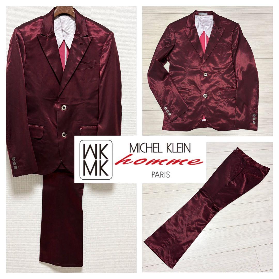 美品 Y2K■ミッシェルクランオム■セットアップ スーツ 光沢 結婚式 二次会