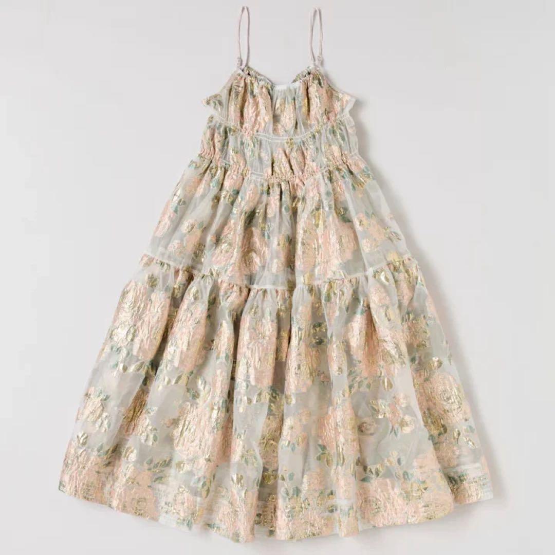 ワンピース Poppy PINK GOLD JACQUARD CAMI DRESS