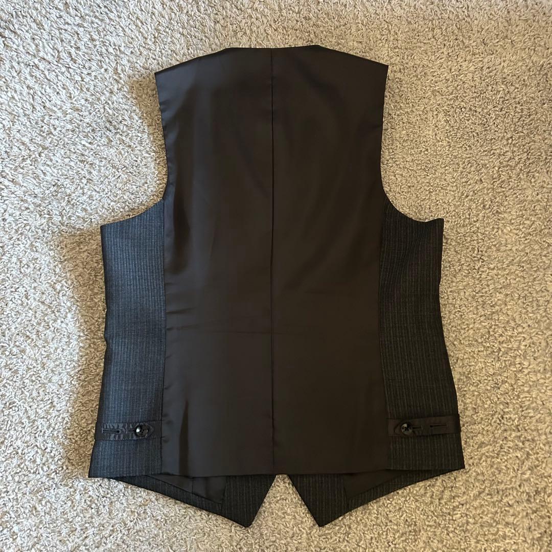 【美品】スーツセレクト 3ピース セットアップ A6 ストライプ グレー系