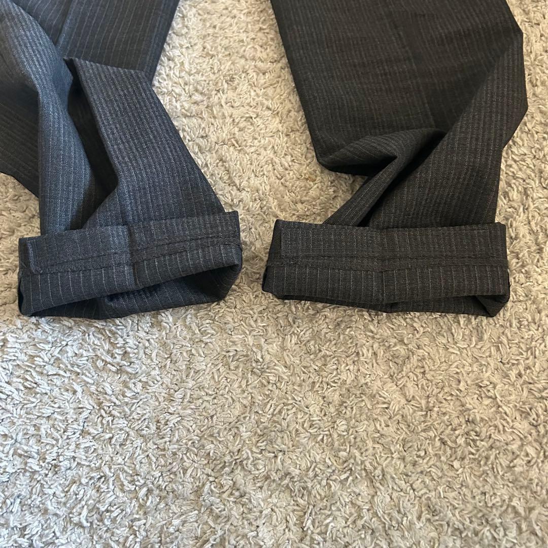 【美品】スーツセレクト 3ピース セットアップ A6 ストライプ グレー系