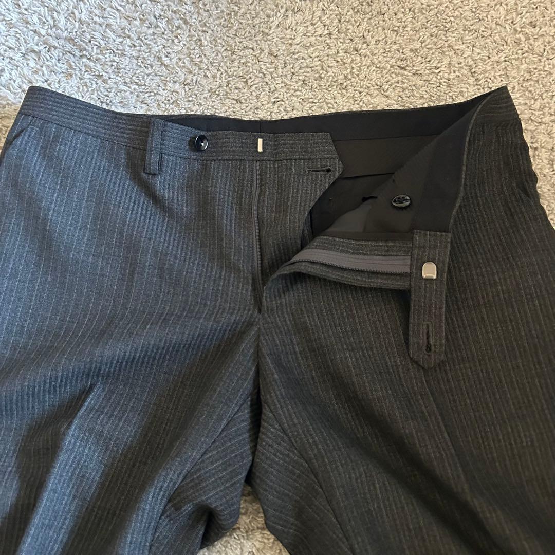 【美品】スーツセレクト 3ピース セットアップ A6 ストライプ グレー系