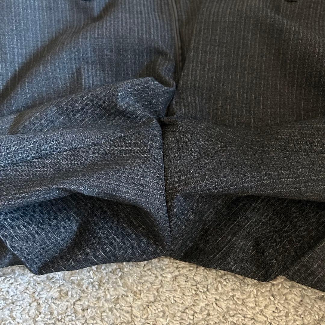 【美品】スーツセレクト 3ピース セットアップ A6 ストライプ グレー系