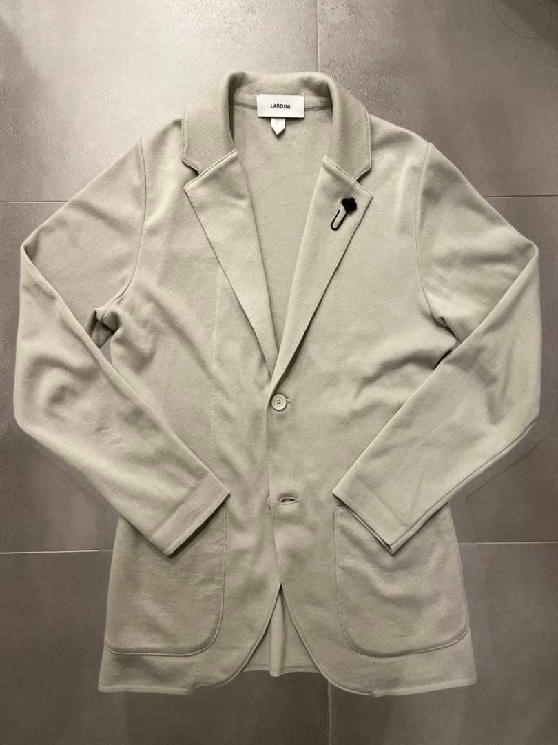 ラルディーニ⭐️ニットジャケット46 44‼️新型ミラノリブ⭐️コットン　グレージュ