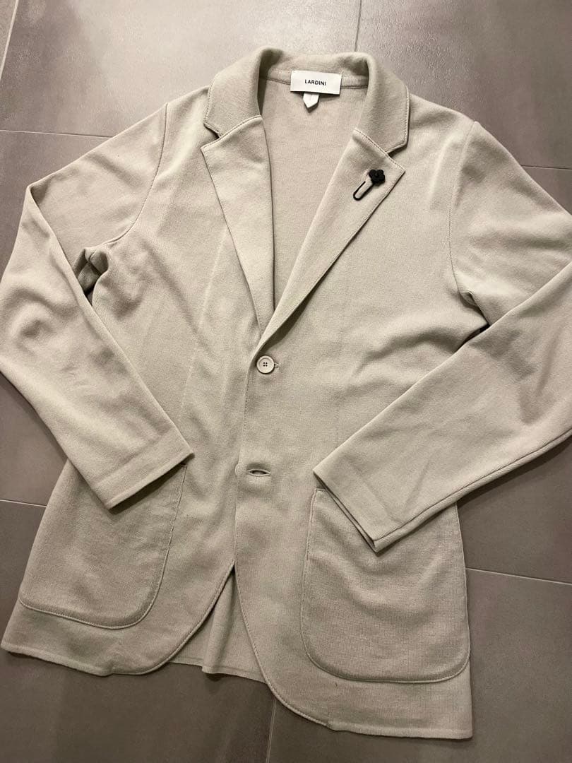 ラルディーニ⭐️ニットジャケット46 44‼️新型ミラノリブ⭐️コットン　グレージュ
