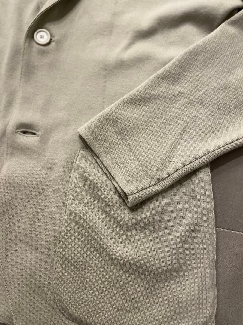 ラルディーニ⭐️ニットジャケット46 44‼️新型ミラノリブ⭐️コットン　グレージュ