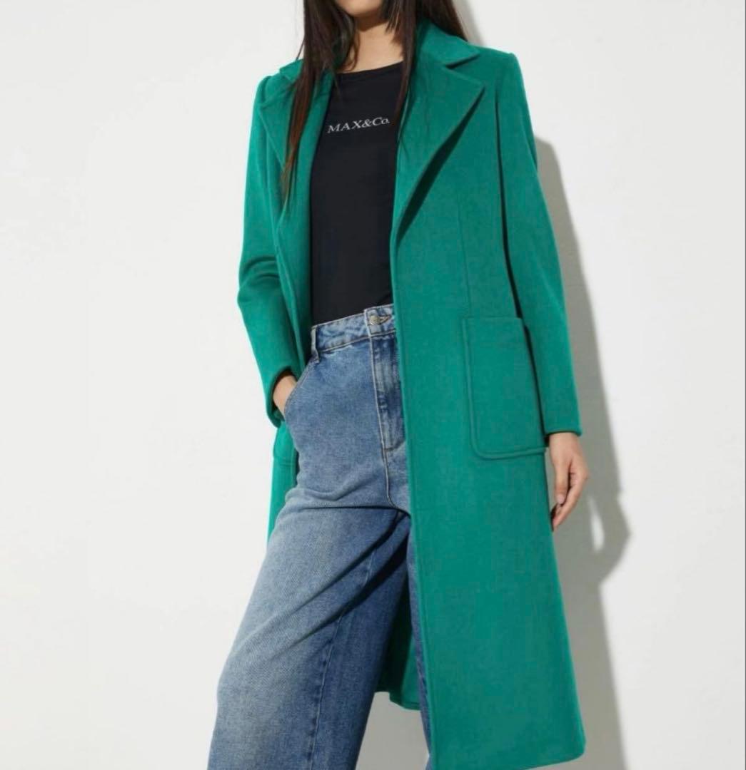 はっぱ　MAX&Co. ランウェイ ウールコートベルト付 グリーン