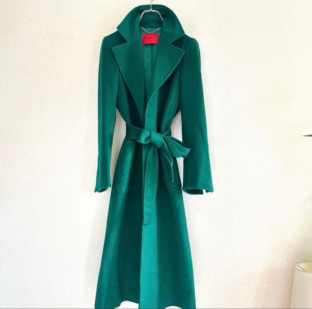 はっぱ　MAX&Co. ランウェイ ウールコートベルト付 グリーン