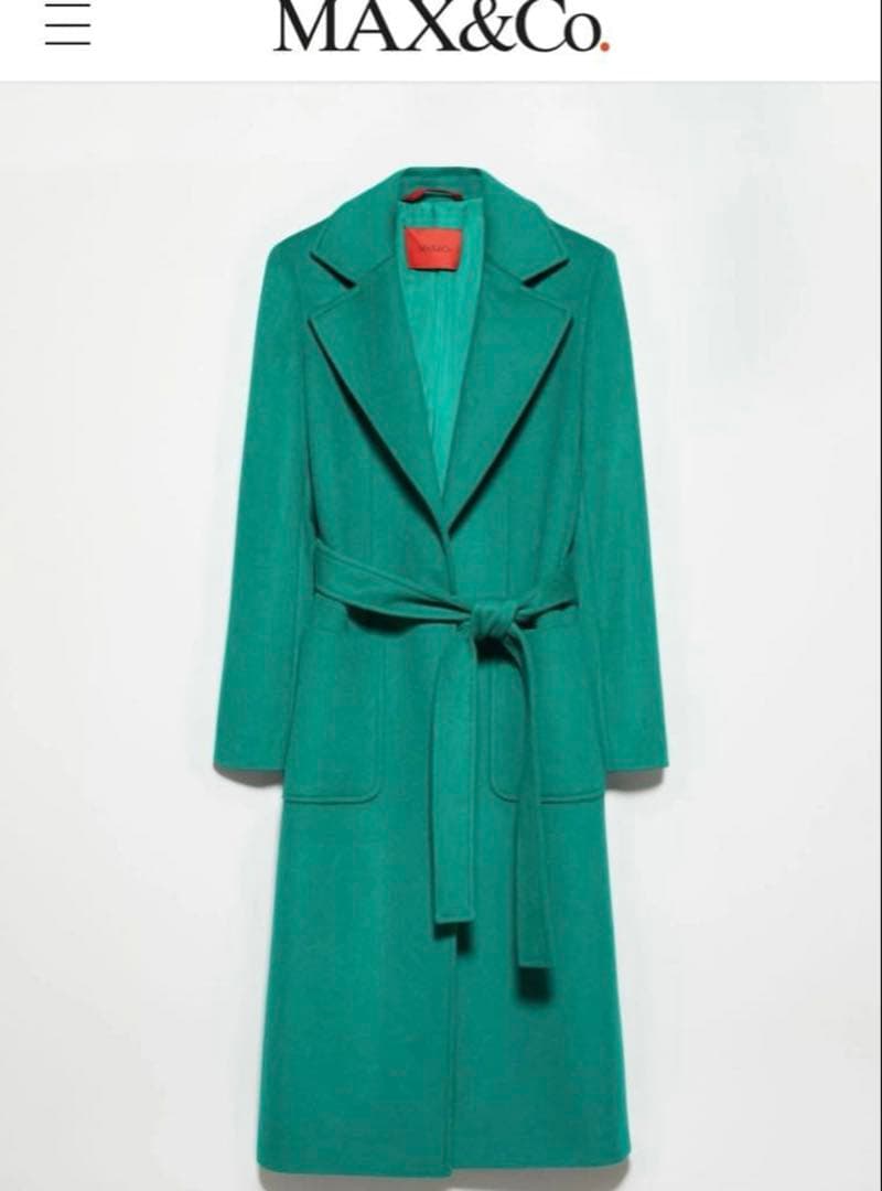 はっぱ　MAX&Co. ランウェイ ウールコートベルト付 グリーン