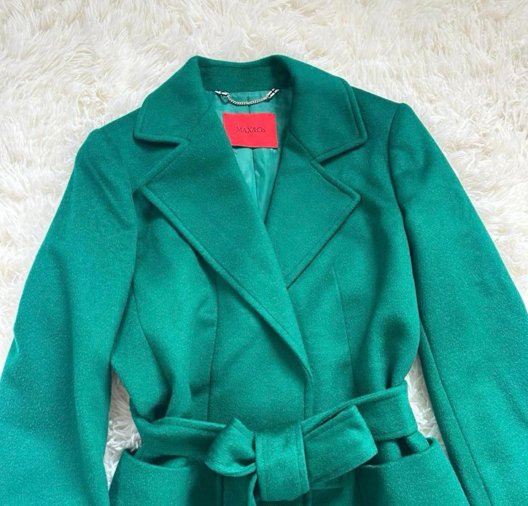 はっぱ　MAX&Co. ランウェイ ウールコートベルト付 グリーン