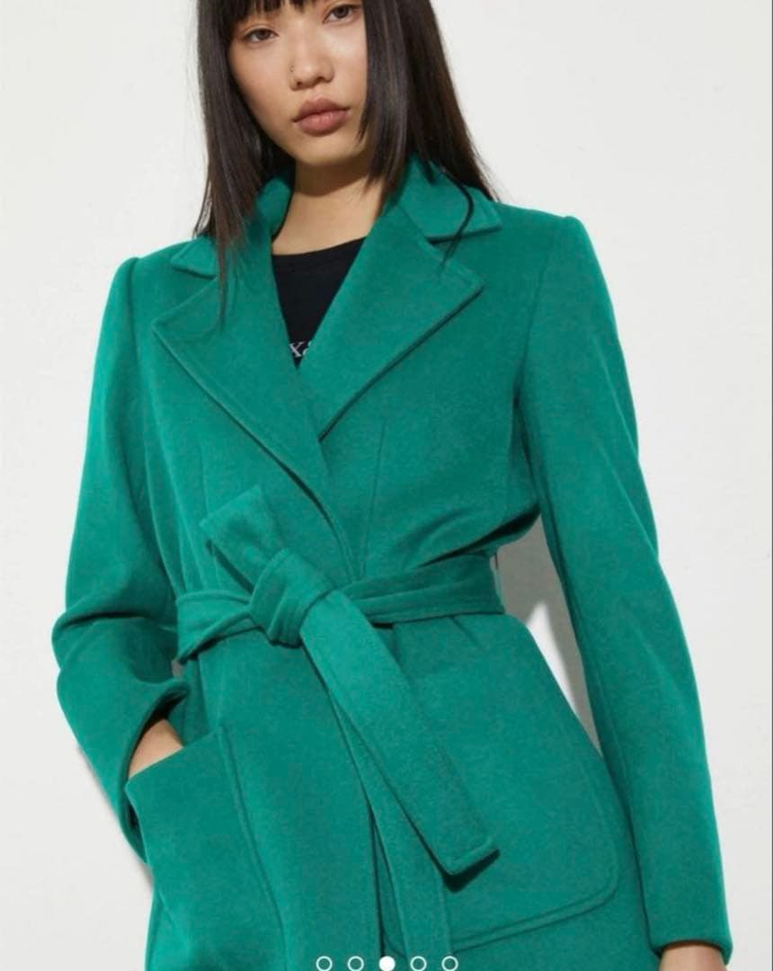 はっぱ　MAX&Co. ランウェイ ウールコートベルト付 グリーン