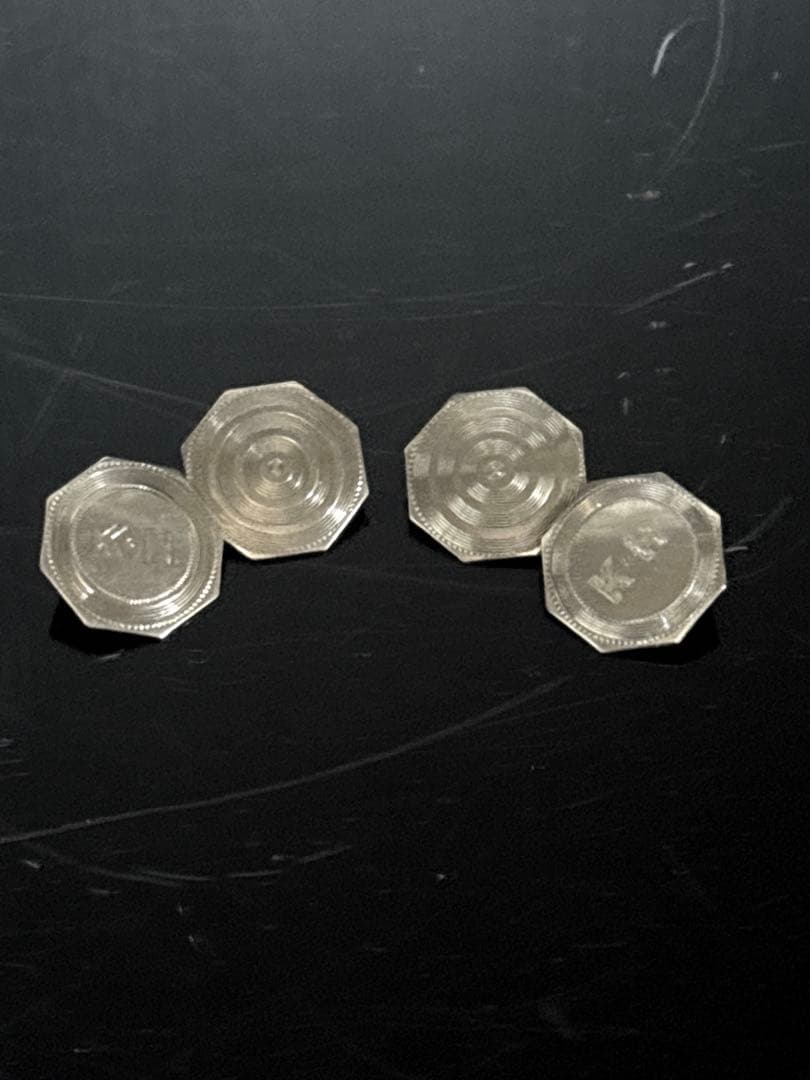 金無垢 14K 14金製 WG カフス アンティーク 約4.0g