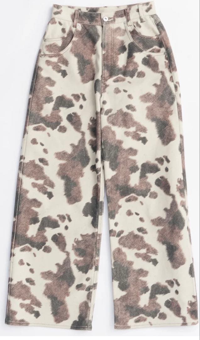 パンツ Vegan Leather Cow Printed Pants