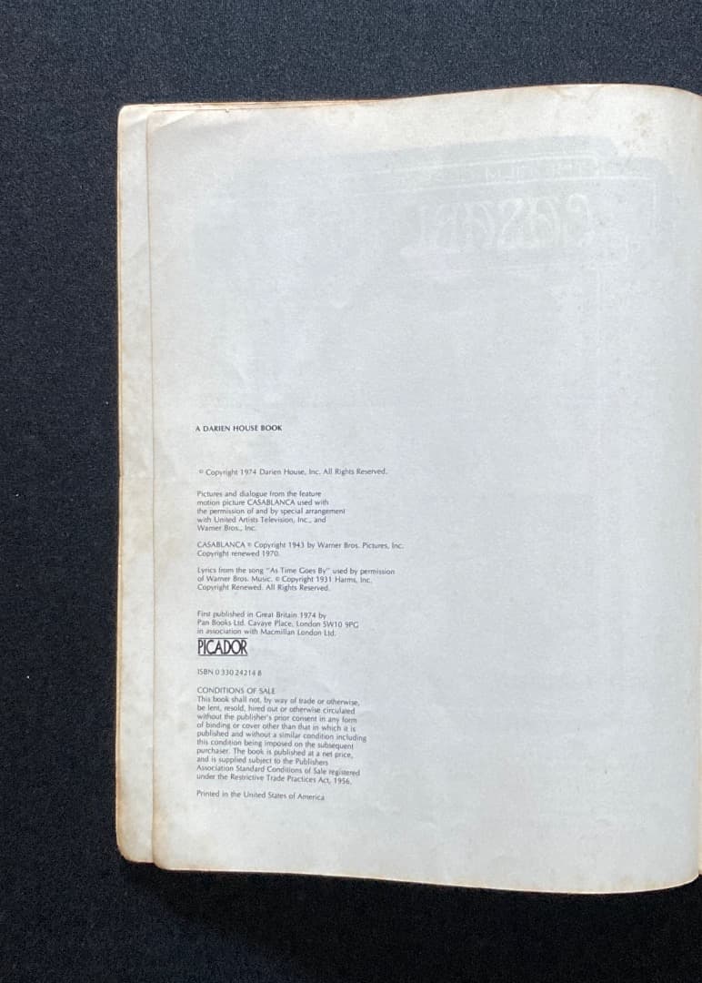 No.564『（英文）映画カサブランカ 全シーン』