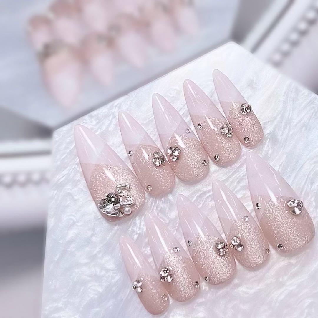 お急ぎ便S♡ネイルチップ 量産型 韓国 マグネット フレンチ ワンホン シンプル