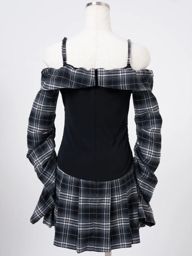 BELEAR MIMI ベリアミミ チェックシャツミニワンピース ブラック