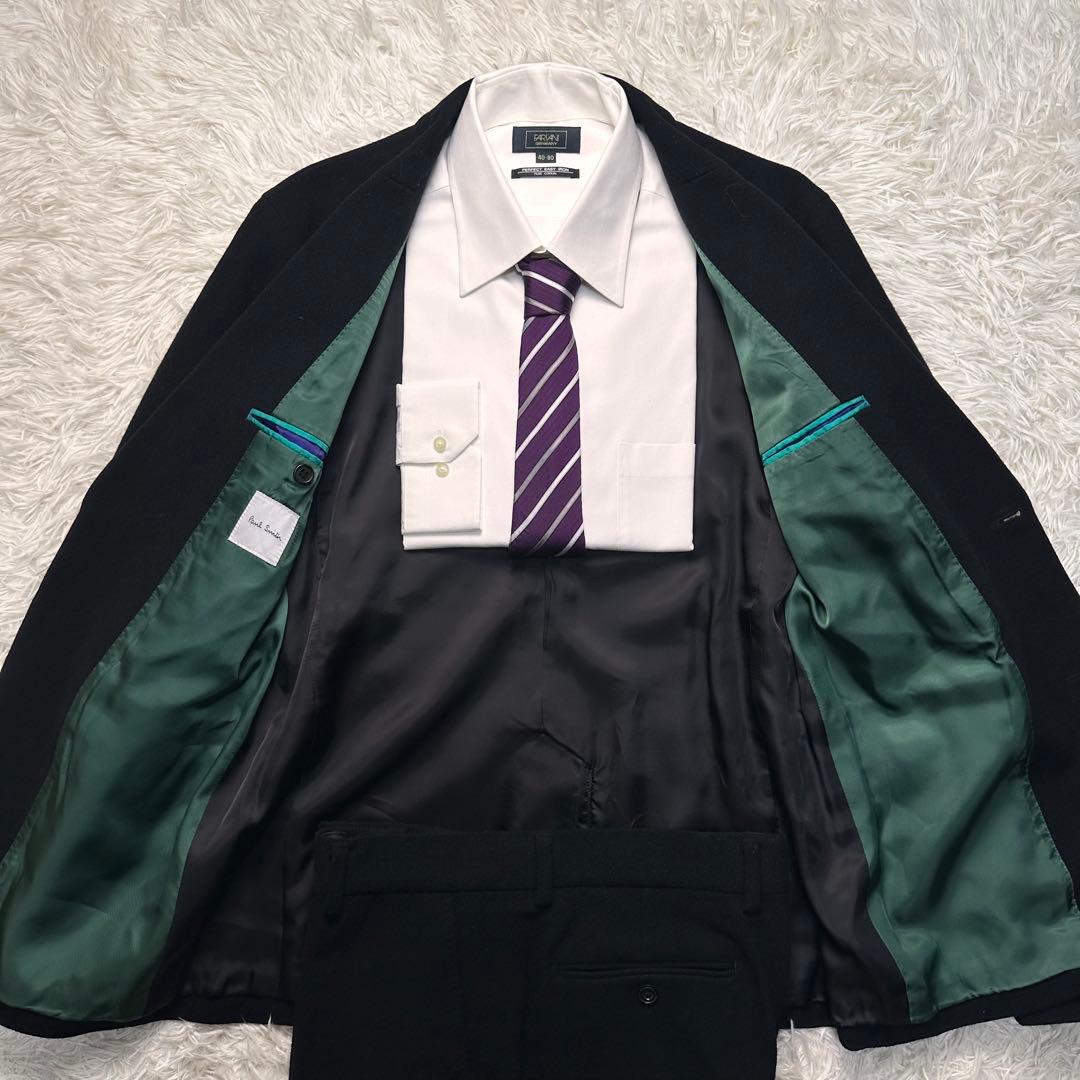 未使用級 現行 ポールスミス セットアップ 黒 総裏 L 秋 冬