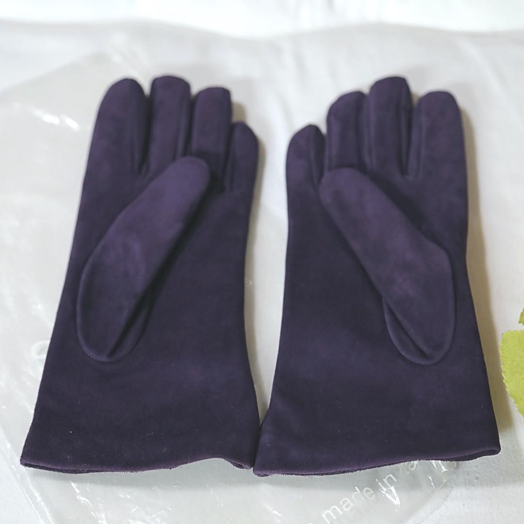 未使用糸つき　巨峰色　Sermoneta Gloves　6.5　本革手袋