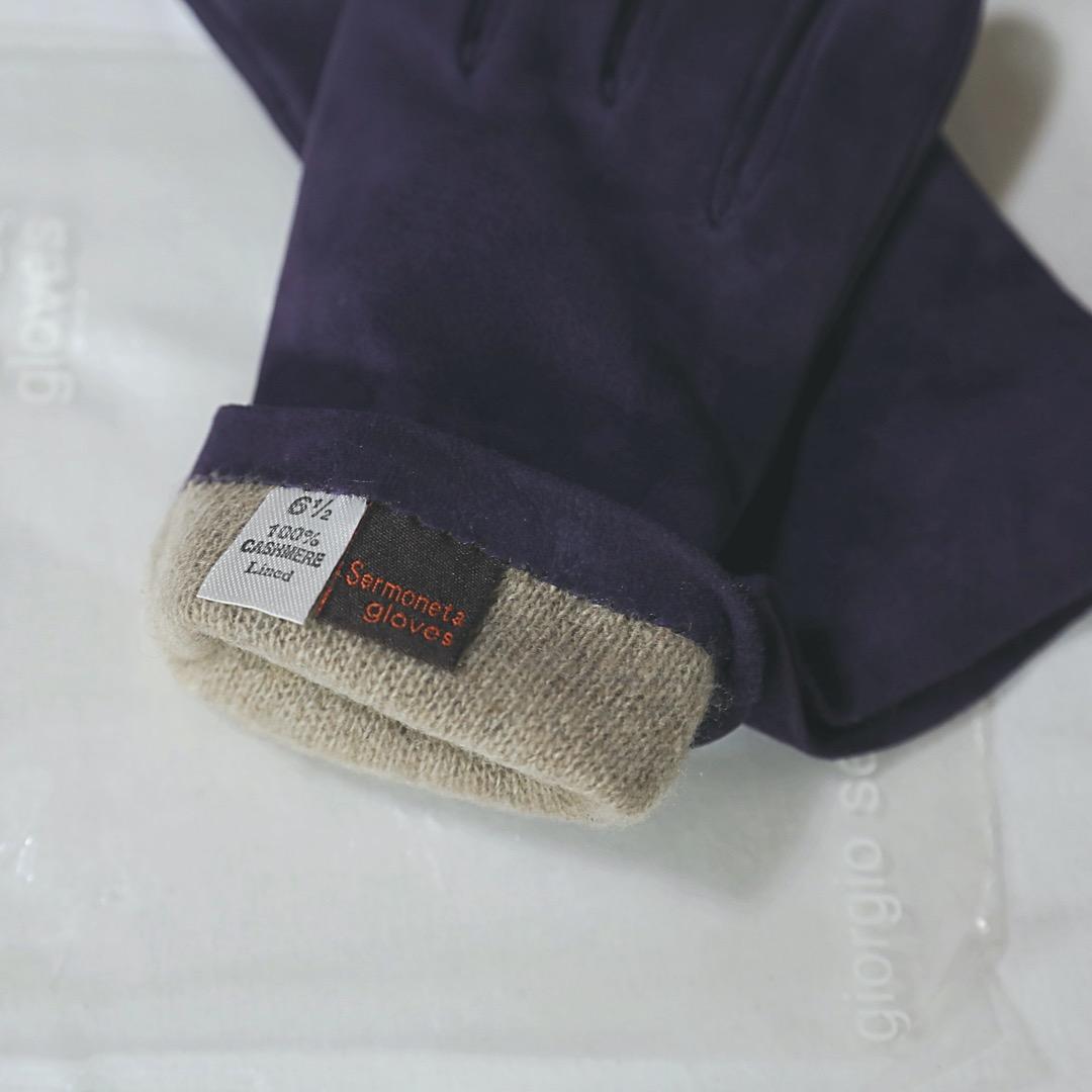 未使用糸つき　巨峰色　Sermoneta Gloves　6.5　本革手袋