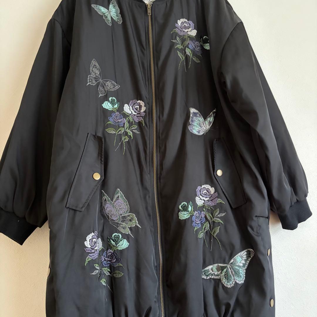 ScoLar スカラー 蝶花刺繍チュール重ねブルゾン ブラック 完売品