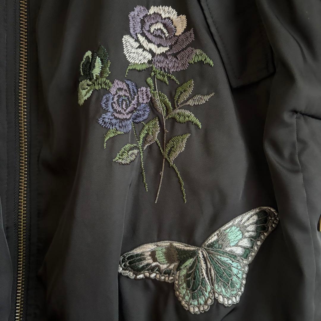 ScoLar スカラー 蝶花刺繍チュール重ねブルゾン ブラック 完売品