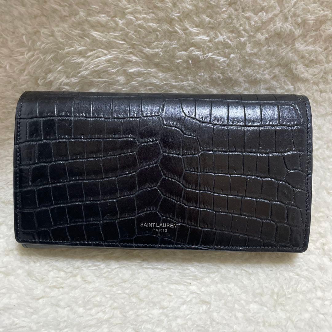 SAINT LAURENT　サンローラン　長財布　ブラック　クロコ　極美品‼️