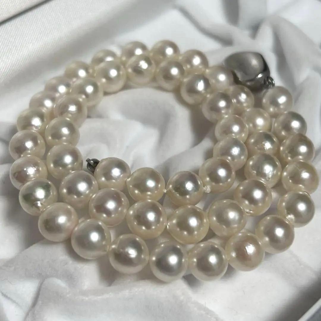 照り良 アコヤ真珠 ネックレス 8.4mm SILVER刻印 41g 43cm