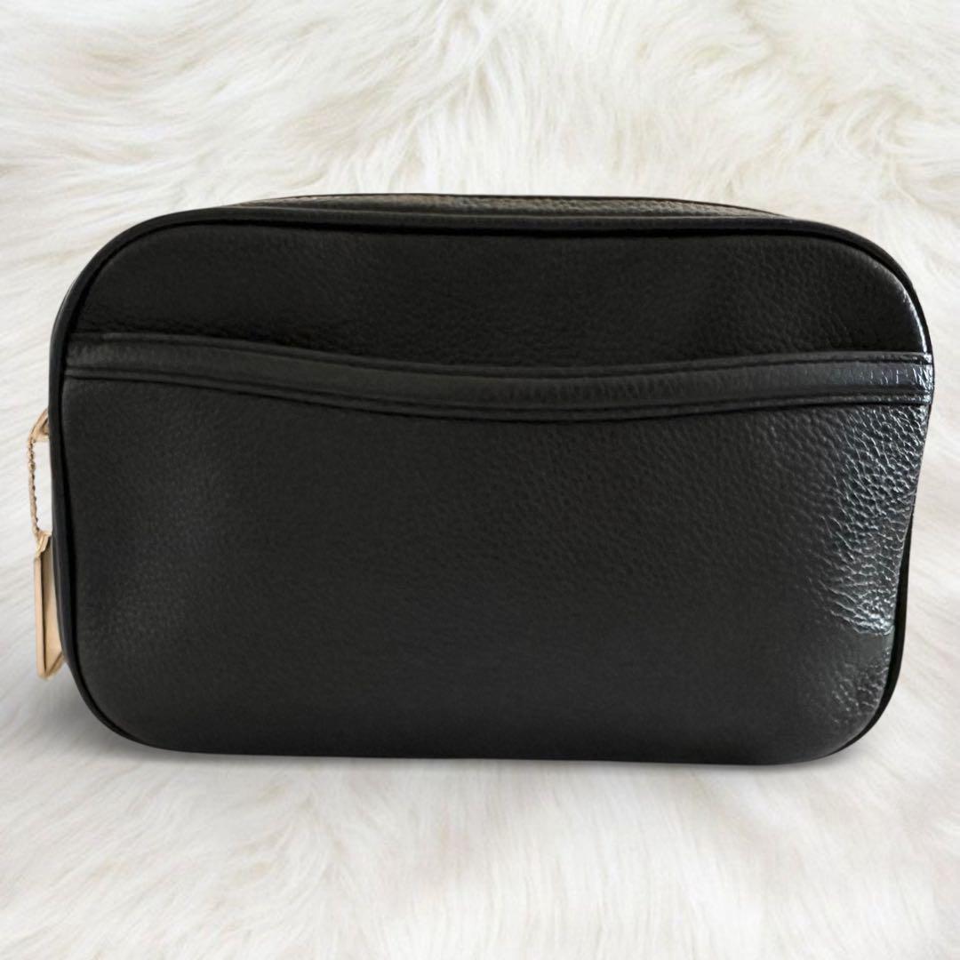 美品 コーチ ジェス カメラバッグ 2way ダブルジップ シボ革 ブラック