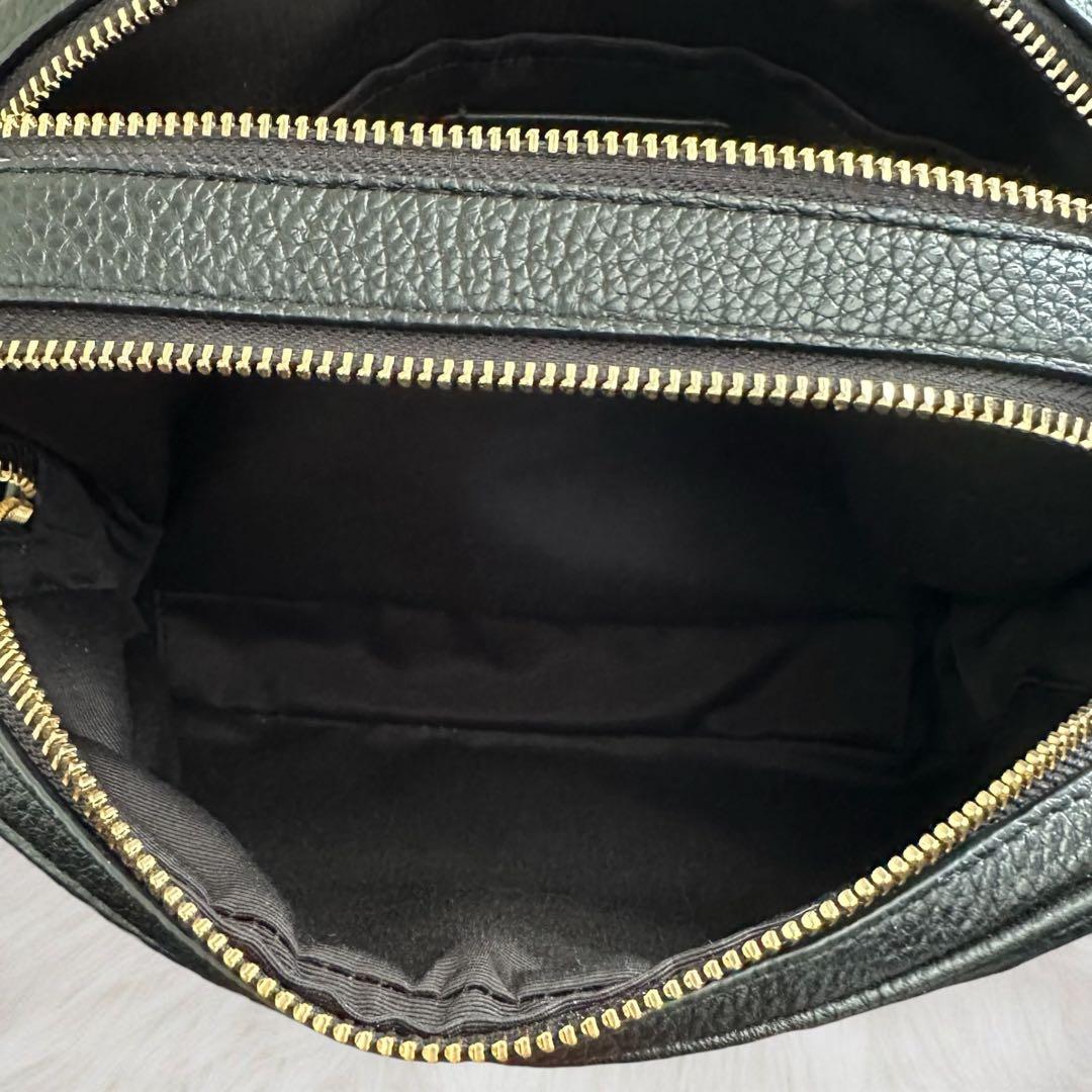 美品 コーチ ジェス カメラバッグ 2way ダブルジップ シボ革 ブラック