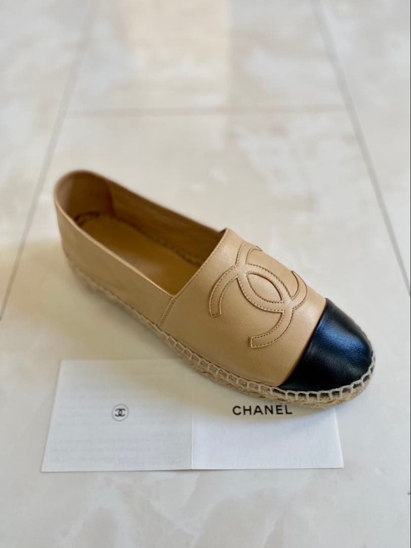 美品 シャネル ラムスキン エスパドリーユ スリッポン スニーカー CHANEL