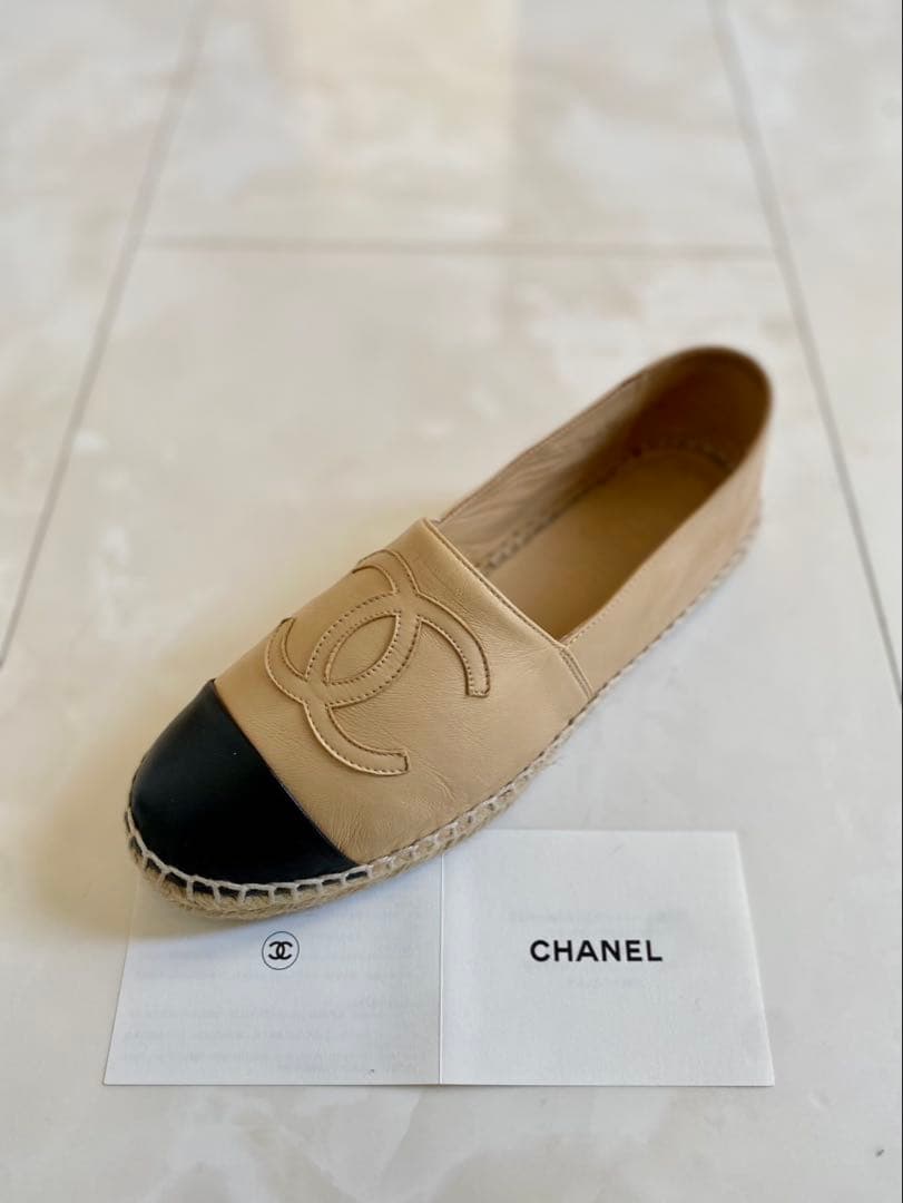 美品 シャネル ラムスキン エスパドリーユ スリッポン スニーカー CHANEL