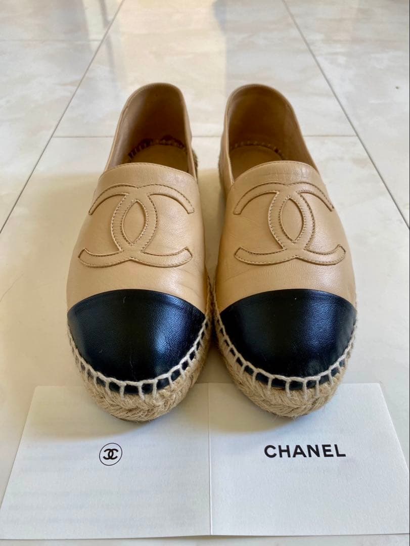 美品 シャネル ラムスキン エスパドリーユ スリッポン スニーカー CHANEL