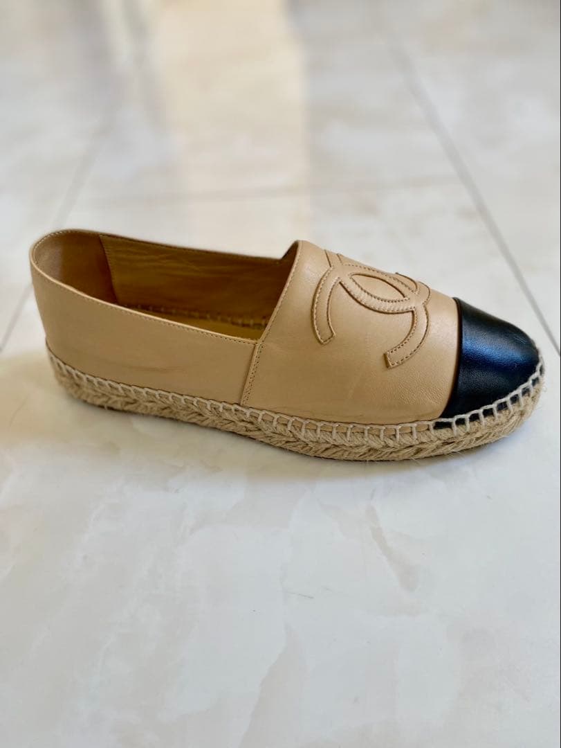 美品 シャネル ラムスキン エスパドリーユ スリッポン スニーカー CHANEL