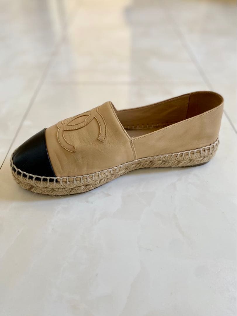 美品 シャネル ラムスキン エスパドリーユ スリッポン スニーカー CHANEL