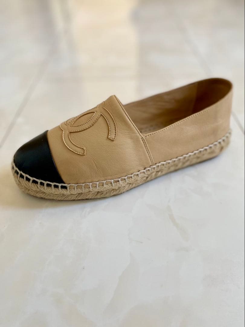 美品 シャネル ラムスキン エスパドリーユ スリッポン スニーカー CHANEL