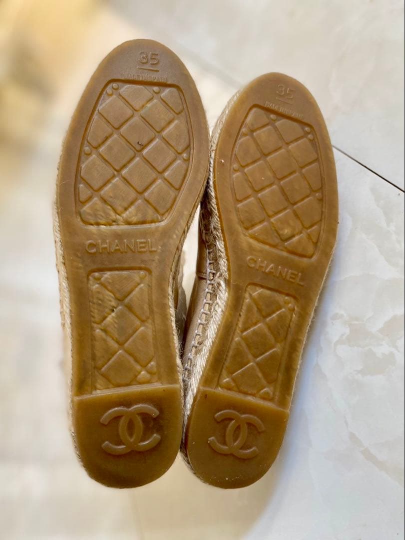 美品 シャネル ラムスキン エスパドリーユ スリッポン スニーカー CHANEL