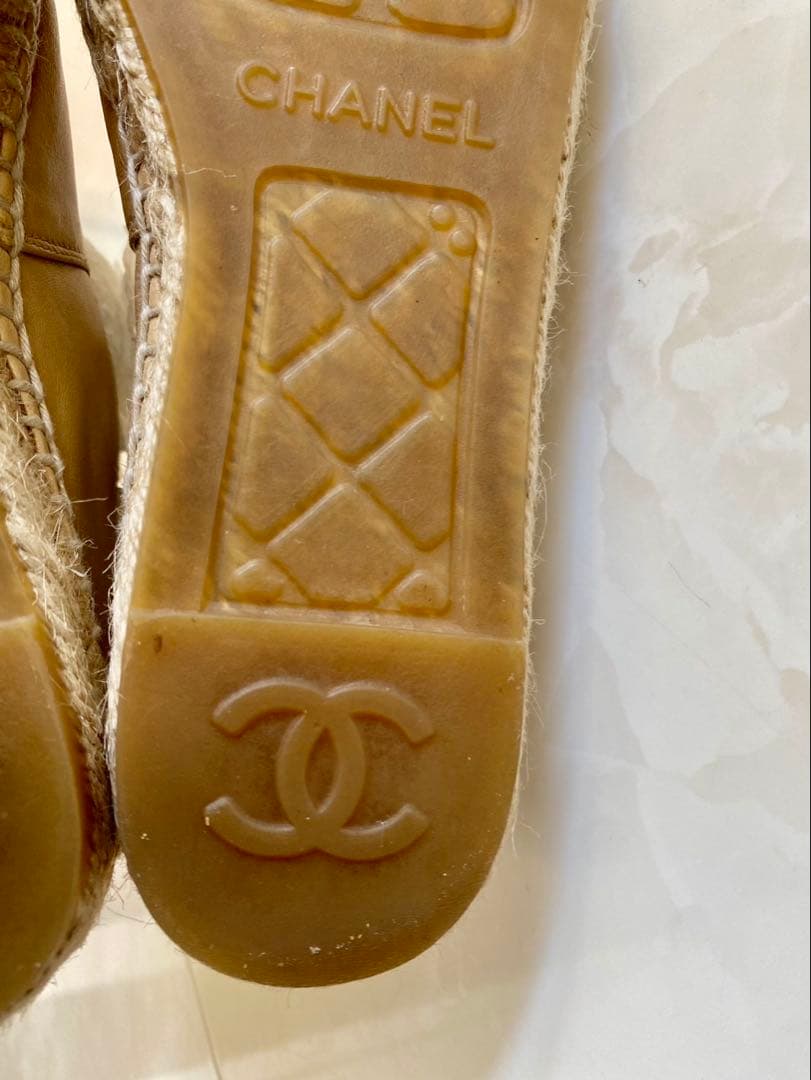 美品 シャネル ラムスキン エスパドリーユ スリッポン スニーカー CHANEL