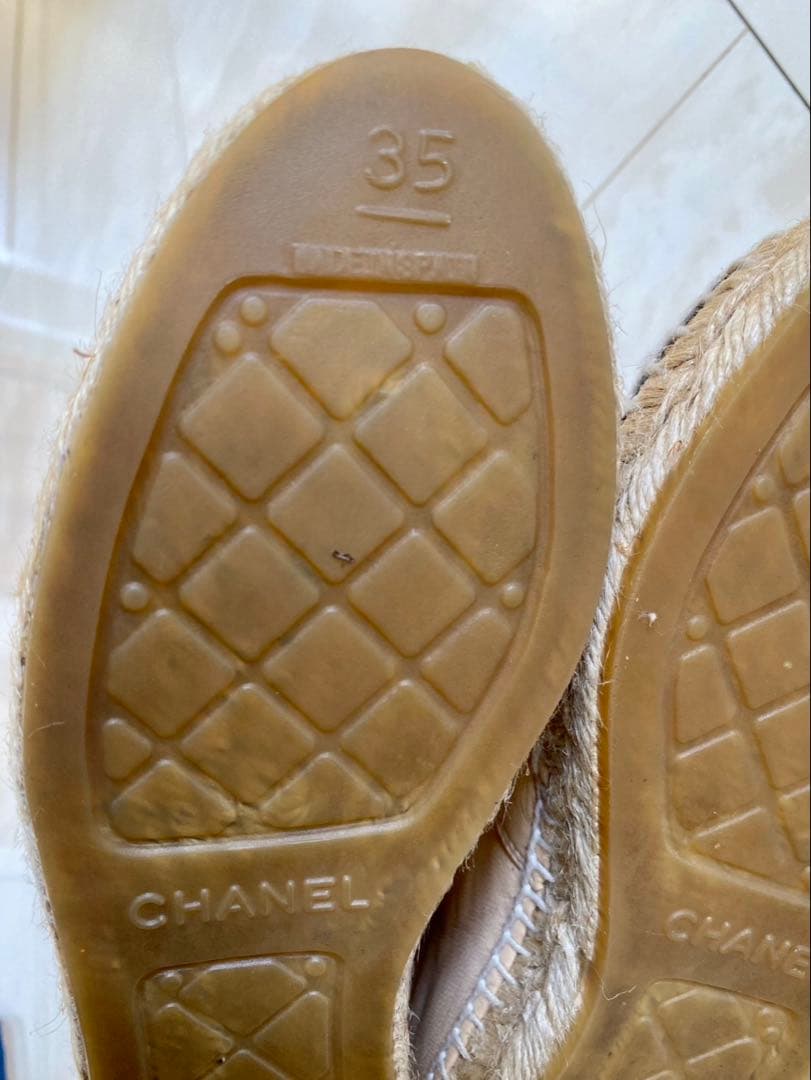 美品 シャネル ラムスキン エスパドリーユ スリッポン スニーカー CHANEL