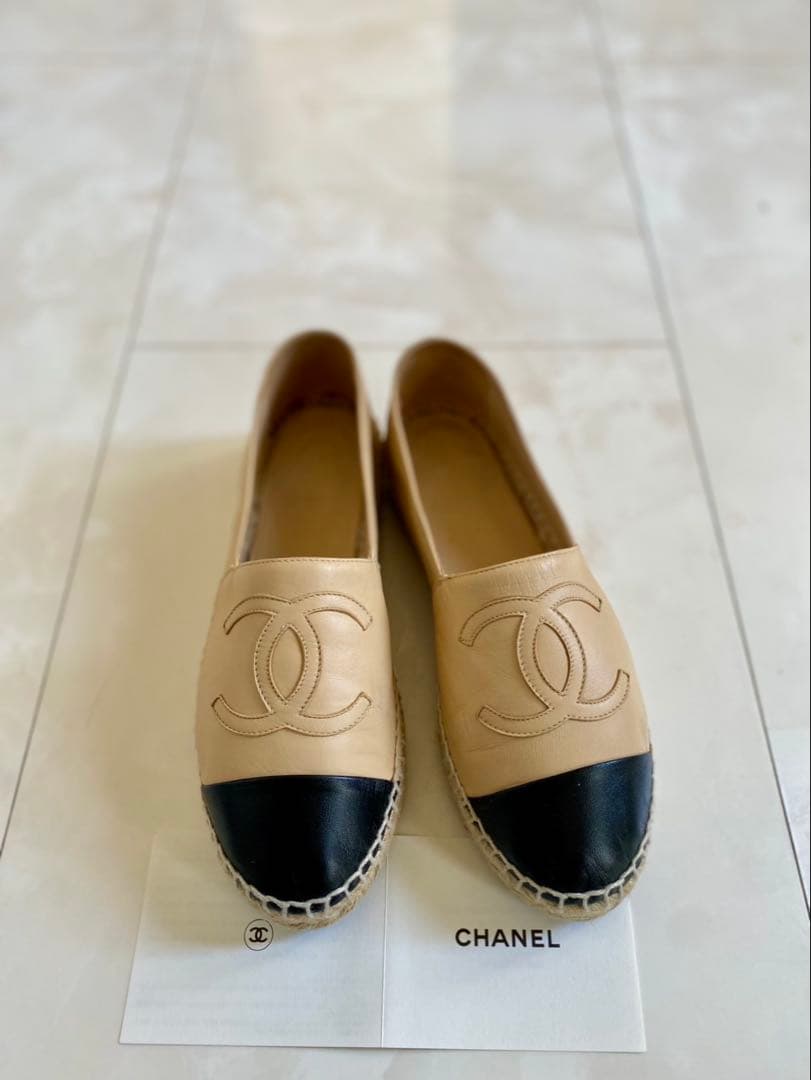 美品 シャネル ラムスキン エスパドリーユ スリッポン スニーカー CHANEL