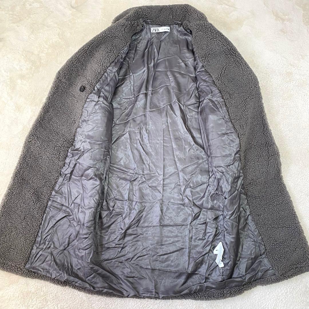 ZARA✨極美品 即完売品✨ ダブル テディベアコート ボア グレー ロング S