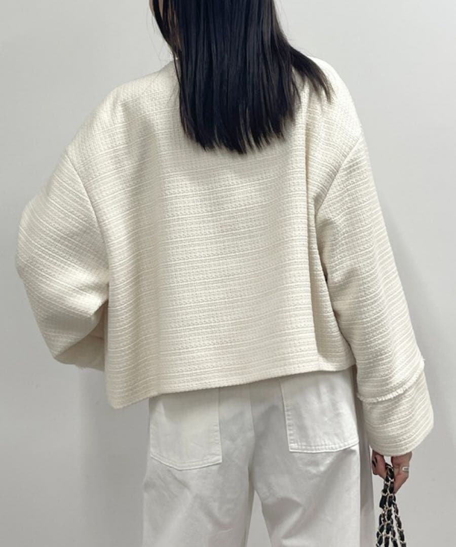 ツイードショートジャケット　ブラック　ラウンジドレス　金ボタン　長袖