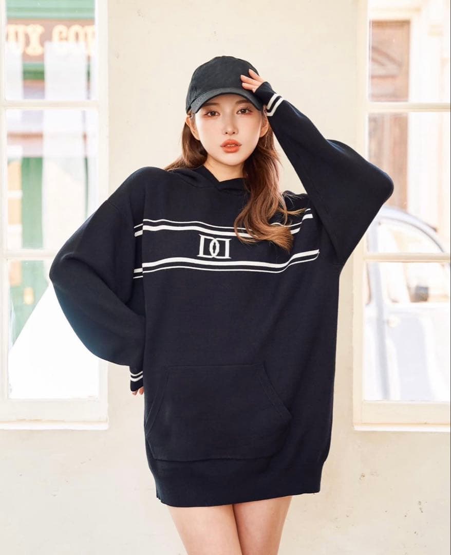 【新品】D a r i c h ❤️梅田限定❣️ＤＤモチーフニットフーディ（ＢＬＫ）