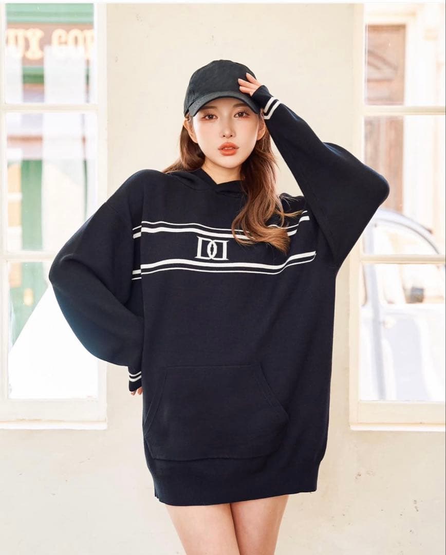 【新品】D a r i c h ❤️梅田限定❣️ＤＤモチーフニットフーディ（ＢＬＫ）