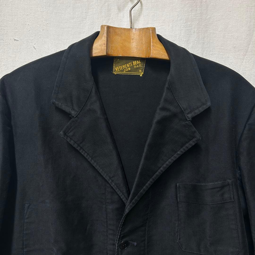 VETEMENTS BEAL JOB ブラックモールスキンラペルジャケット